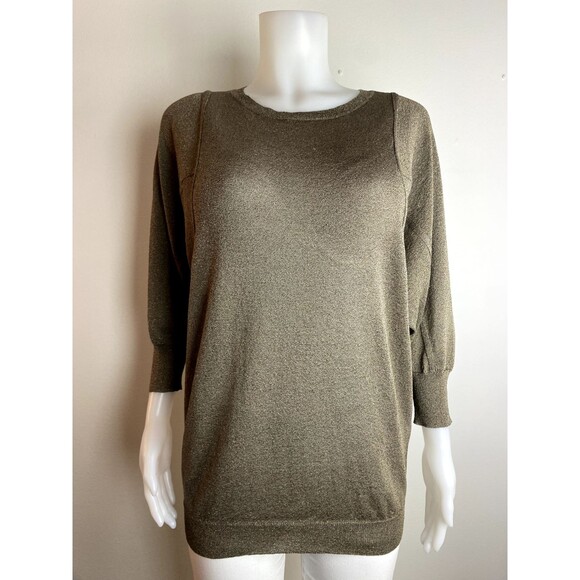 F. Vince Top M Green Dolman Sleeves Blouse Round Neck - Picture 6 of 9